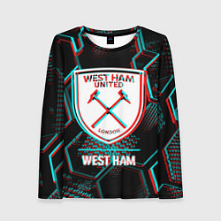 Женский лонгслив West Ham FC в стиле Glitch на темном фоне