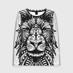 Женский лонгслив Черно белый Африканский Лев Black and White Lion