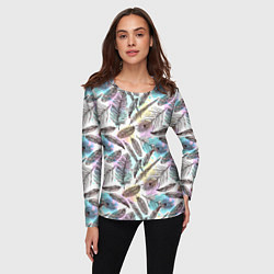 Лонгслив женский Текстура перьев, цвет: 3D-принт — фото 2