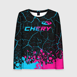 Женский лонгслив Chery - neon gradient: символ сверху