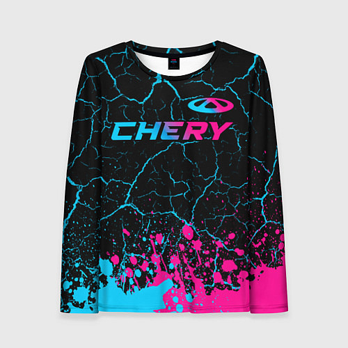 Женский лонгслив Chery - neon gradient: символ сверху / 3D-принт – фото 1