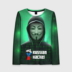 Лонгслив женский Russian hacker green, цвет: 3D-принт