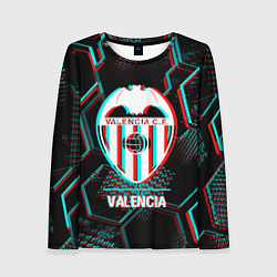 Лонгслив женский Valencia FC в стиле glitch на темном фоне, цвет: 3D-принт