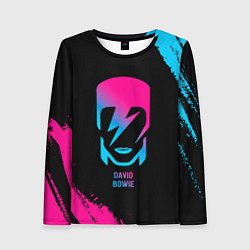 Лонгслив женский David Bowie - neon gradient, цвет: 3D-принт