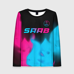 Женский лонгслив Saab - neon gradient: символ сверху