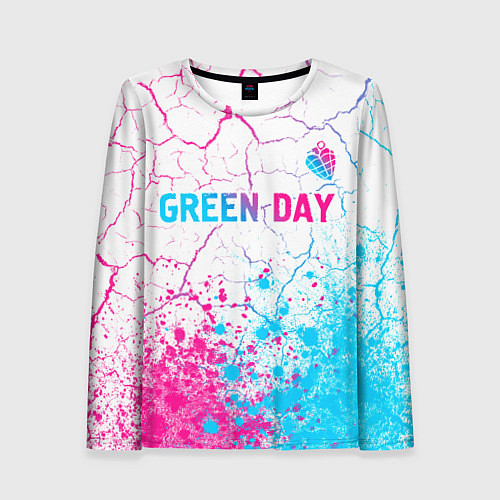 Женский лонгслив Green Day neon gradient style: символ сверху / 3D-принт – фото 1