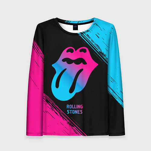 Женский лонгслив Rolling Stones - neon gradient / 3D-принт – фото 1