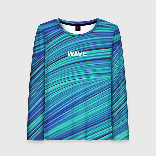 Женский лонгслив Абстрактные волны Wave - бирюзовые / 3D-принт – фото 1