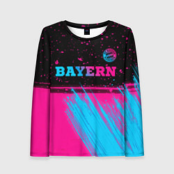 Лонгслив женский Bayern - neon gradient: символ сверху, цвет: 3D-принт