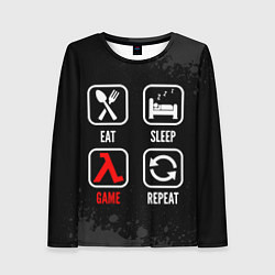 Женский лонгслив Eat, sleep, Half-Life, repeat