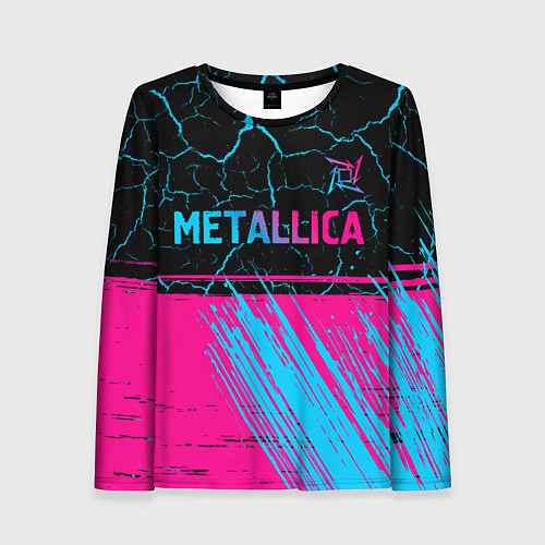 Женский лонгслив Metallica - neon gradient: символ сверху / 3D-принт – фото 1