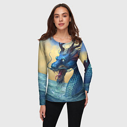Лонгслив женский Японский Дракон В Воде, цвет: 3D-принт — фото 2