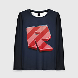 Женский лонгслив Roblox red - Роблокс полосатый логотип