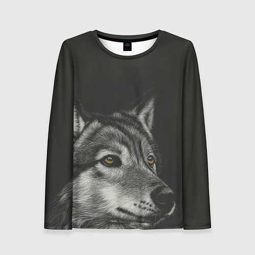 Женский лонгслив Спокойный серый волк / 3D-принт – фото 1