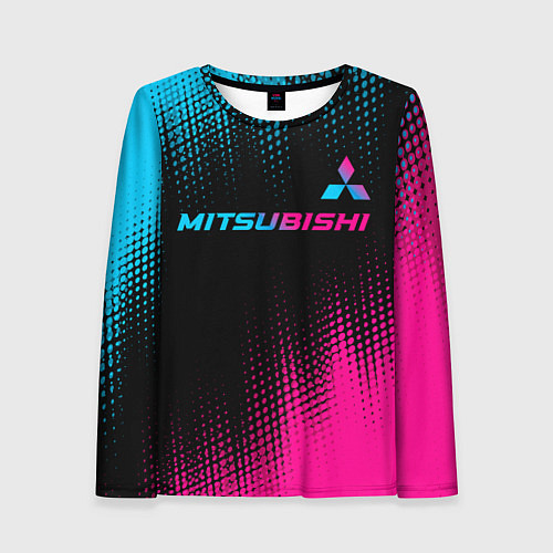 Женский лонгслив Mitsubishi - neon gradient: символ сверху / 3D-принт – фото 1