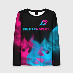 Женский лонгслив Need for Speed - neon gradient: символ сверху