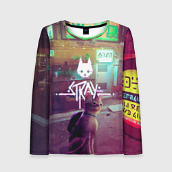 Лонгслив женский Stray - котик - neon, цвет: 3D-принт