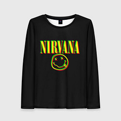 Лонгслив женский Nirvana logo glitch, цвет: 3D-принт