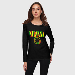 Лонгслив женский Nirvana logo glitch, цвет: 3D-принт — фото 2