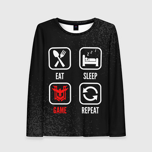 Женский лонгслив Eat, sleep, Free Fire, repeat / 3D-принт – фото 1