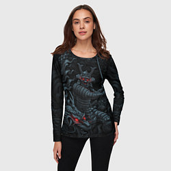 Лонгслив женский Демонический самурай с драконом, цвет: 3D-принт — фото 2