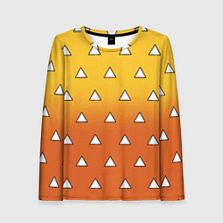 Лонгслив женский Оранжевое кимоно с треугольниками - Зеницу клинок, цвет: 3D-принт