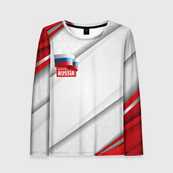 Лонгслив женский Red & white флаг России, цвет: 3D-принт
