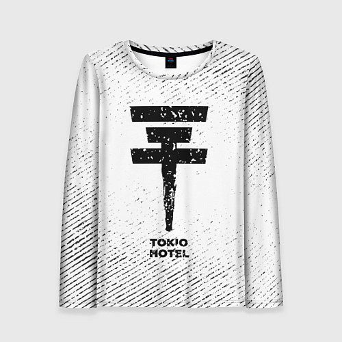 Женский лонгслив Tokio Hotel с потертостями на светлом фоне / 3D-принт – фото 1