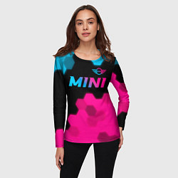 Лонгслив женский Mini - neon gradient: символ сверху, цвет: 3D-принт — фото 2