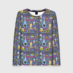 Женский лонгслив Гитара и шляпа