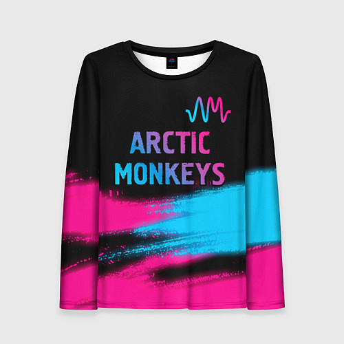 Женский лонгслив Arctic Monkeys - neon gradient: символ сверху / 3D-принт – фото 1