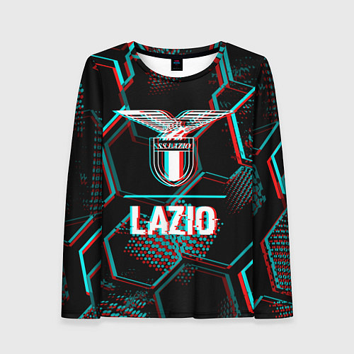 Женский лонгслив Lazio FC в стиле glitch на темном фоне / 3D-принт – фото 1
