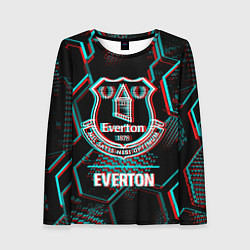 Женский лонгслив Everton FC в стиле glitch на темном фоне