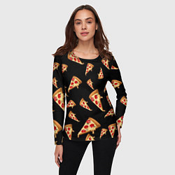 Лонгслив женский Куски пиццы на черном фоне, цвет: 3D-принт — фото 2