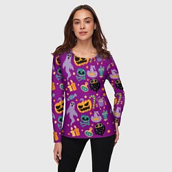 Лонгслив женский Happy Halloween - holiday pattern, цвет: 3D-принт — фото 2