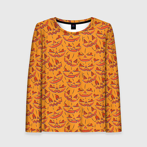 Женский лонгслив Halloween Pumpkin Pattern / 3D-принт – фото 1