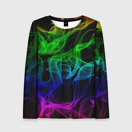 Женский лонгслив Разноцветный неоновый дым / 3D-принт – фото 1