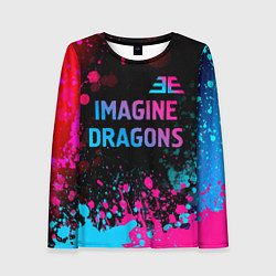 Женский лонгслив Imagine Dragons - neon gradient: символ сверху