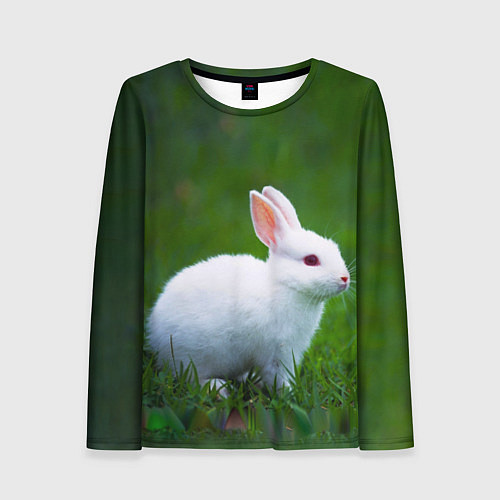 Женский лонгслив Кролик на фоне травы / 3D-принт – фото 1