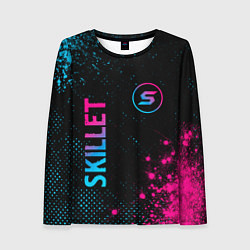 Лонгслив женский Skillet - neon gradient: надпись, символ, цвет: 3D-принт