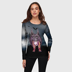 Лонгслив женский Девушка в скальпеле волка, цвет: 3D-принт — фото 2