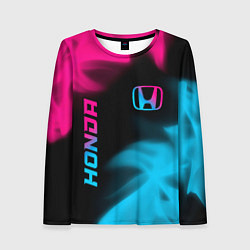 Женский лонгслив Honda - neon gradient: надпись, символ