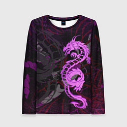 Лонгслив женский Неоновый дракон purple dragon, цвет: 3D-принт