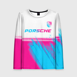 Женский лонгслив Porsche neon gradient style: символ сверху