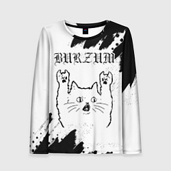 Женский лонгслив Burzum рок кот на светлом фоне