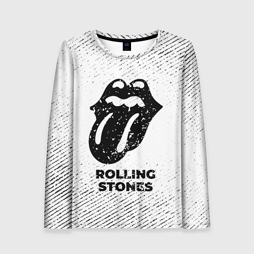 Женский лонгслив Rolling Stones с потертостями на светлом фоне / 3D-принт – фото 1