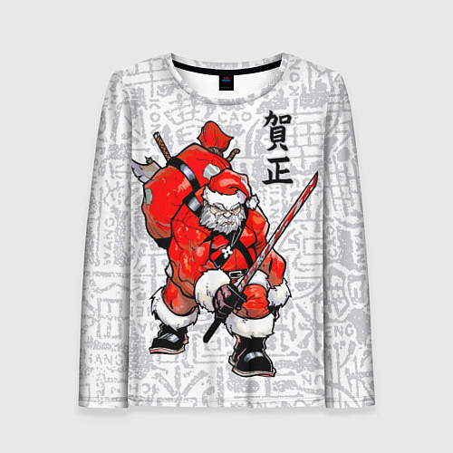 Женский лонгслив Santa Claus Samurai with katana / 3D-принт – фото 1