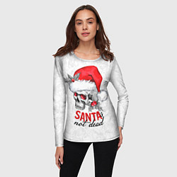 Лонгслив женский Santa is not dead, skull in red hat, цвет: 3D-принт — фото 2