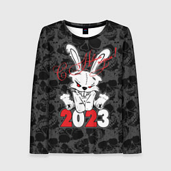 Лонгслив женский С Новым годом! 2023 Злой кролик, цвет: 3D-принт