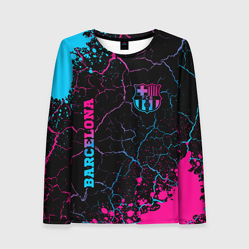 Женский лонгслив Barcelona - neon gradient: надпись, символ / 3D-принт – фото 1